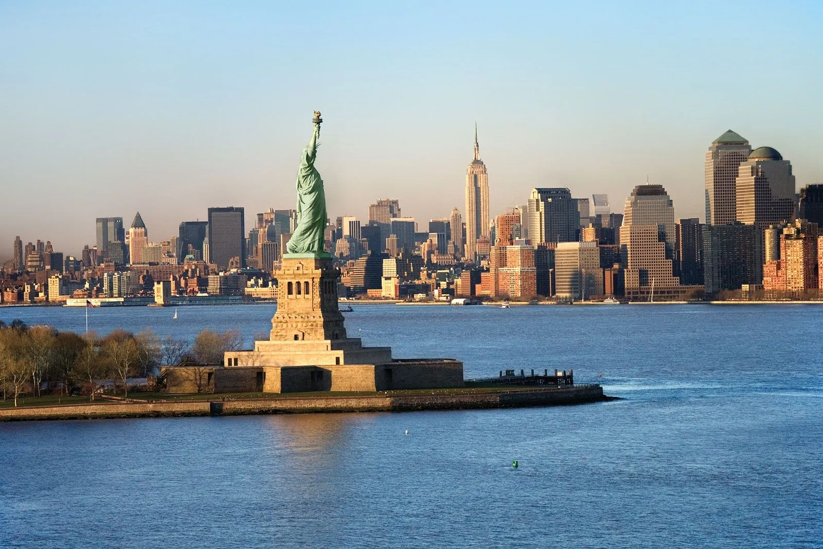 The Statue of Liberty and the New York skyline