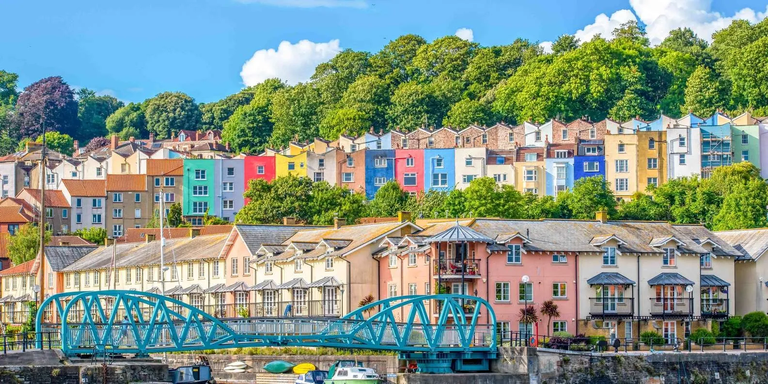 Colourful hillside houses in Bristol